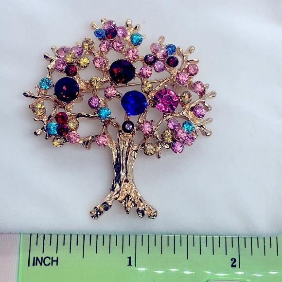 Rhinestone Colorful Tree Brooch - Picture 3 of 3